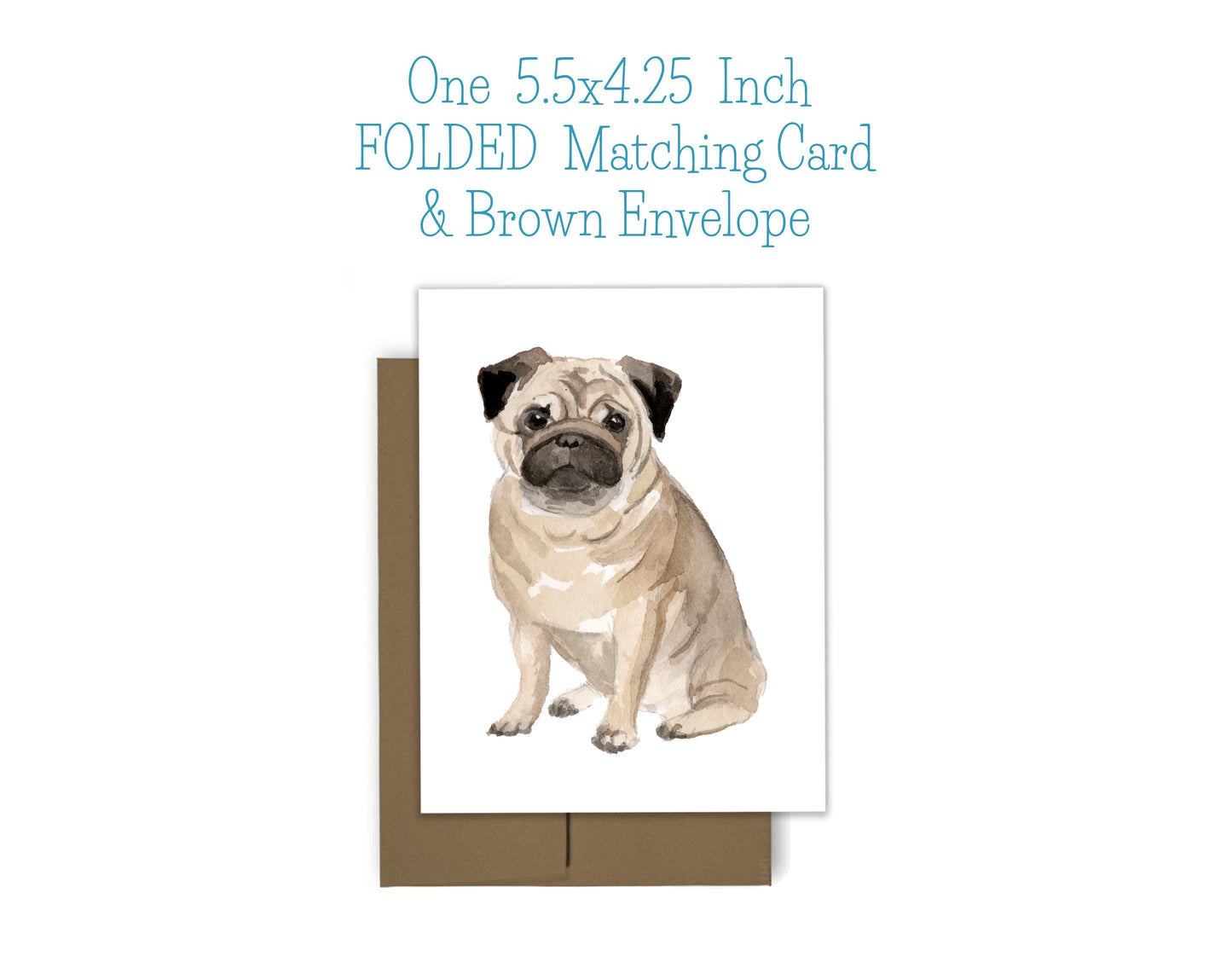 Pug Dog Notepad, Card and Stickers
