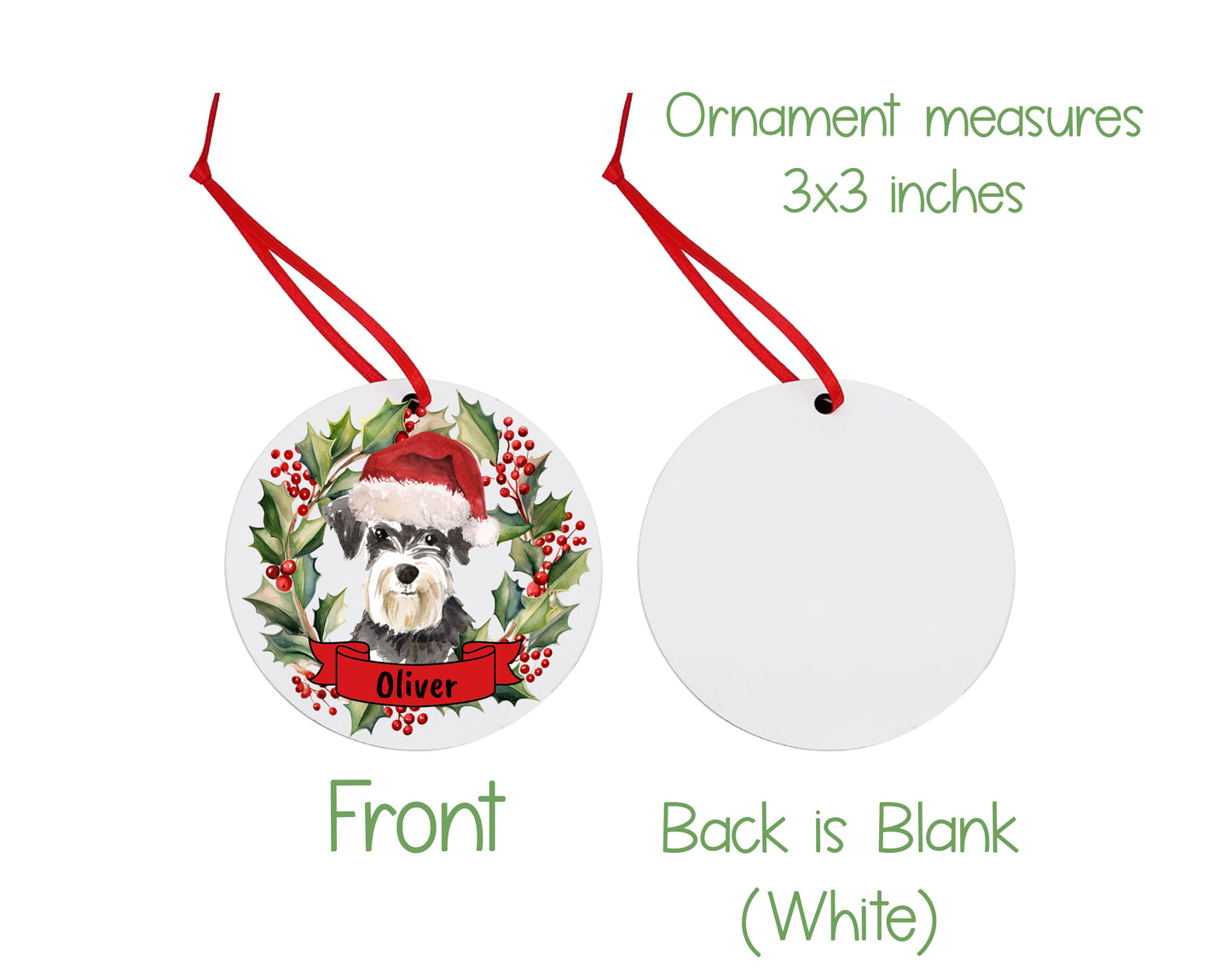 Miniature Schnauzer Dog Christmas Ornament and Stickers