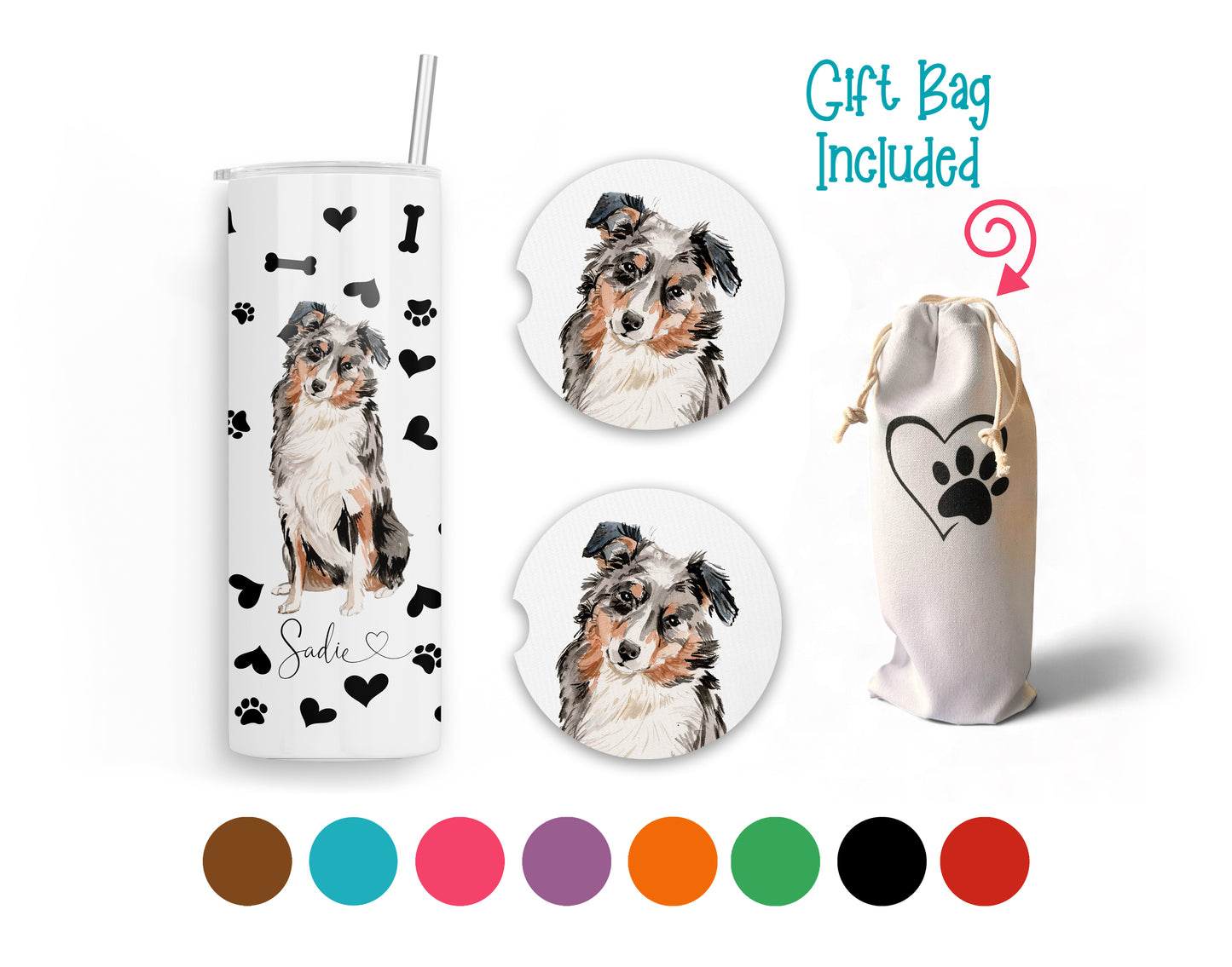 Australian Shepherd 20 oz Tumbler and Coaster