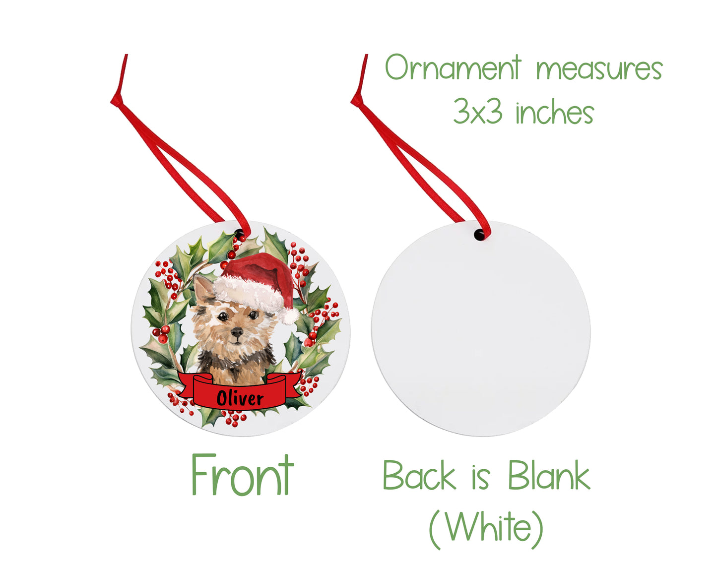 Norfolk Terrier Dog Christmas Ornament and Stickers