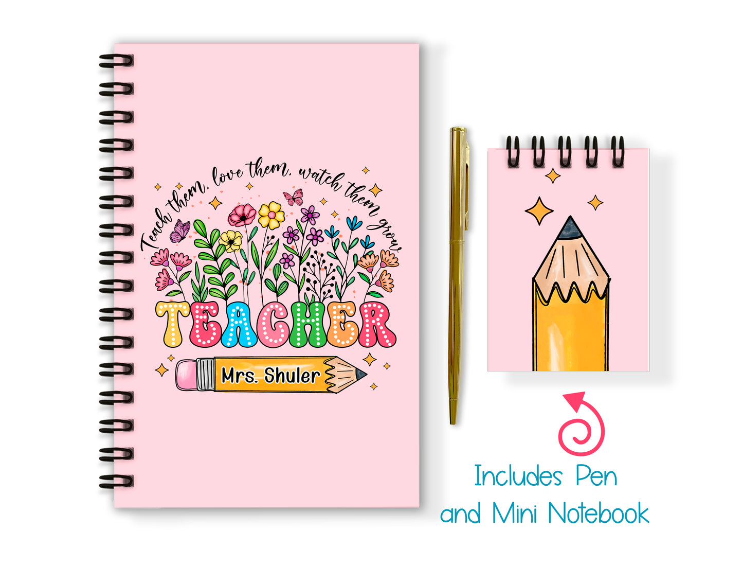 Teacher Soft or Hard Cover Notebook and Pen Set