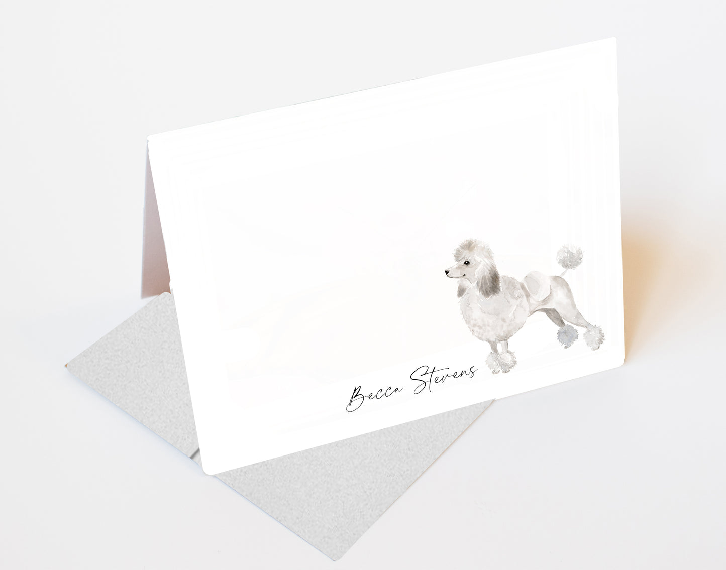 Grey Poodle Folded Note Cards and Stickers