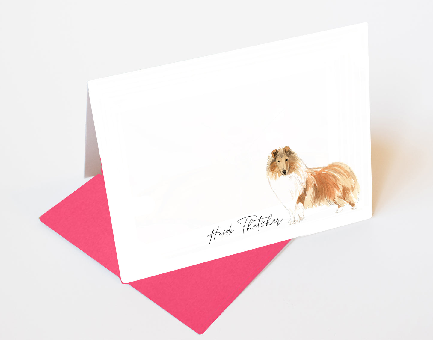 Rough Collie Folded Note Cards and Stickers