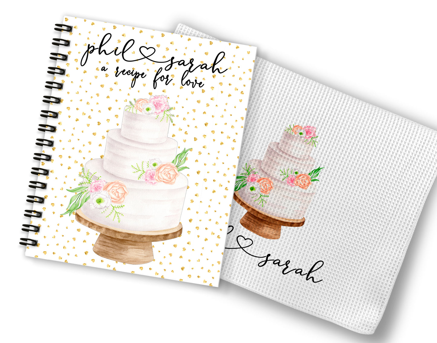 Wedding Cake Recipe Book and Towel