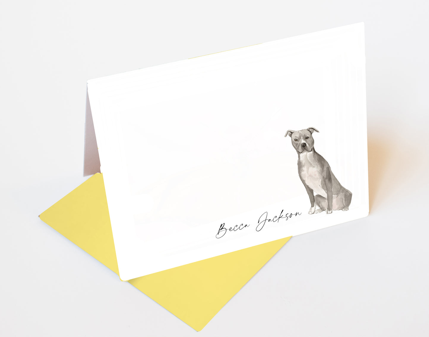 Grey Staffordshire Bull Terrier Folded Note Cards and Stickers