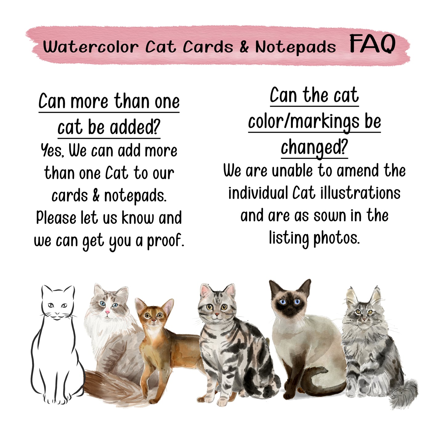Watercolor Cat Folded Note Cards