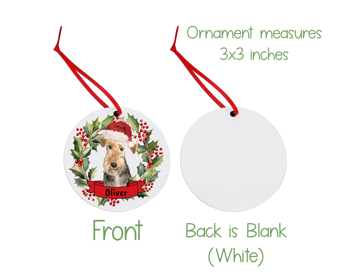 Welsh Terrier Dog Christmas Ornament and Stickers