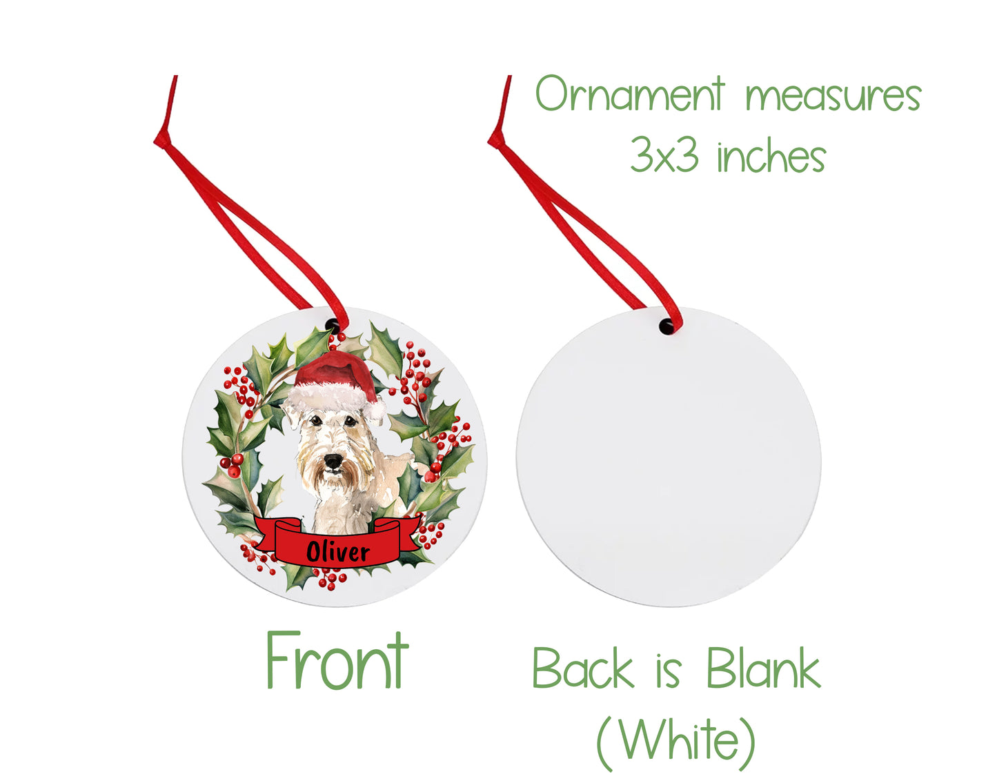 Wheaten Terrier Dog Christmas Ornament and Stickers