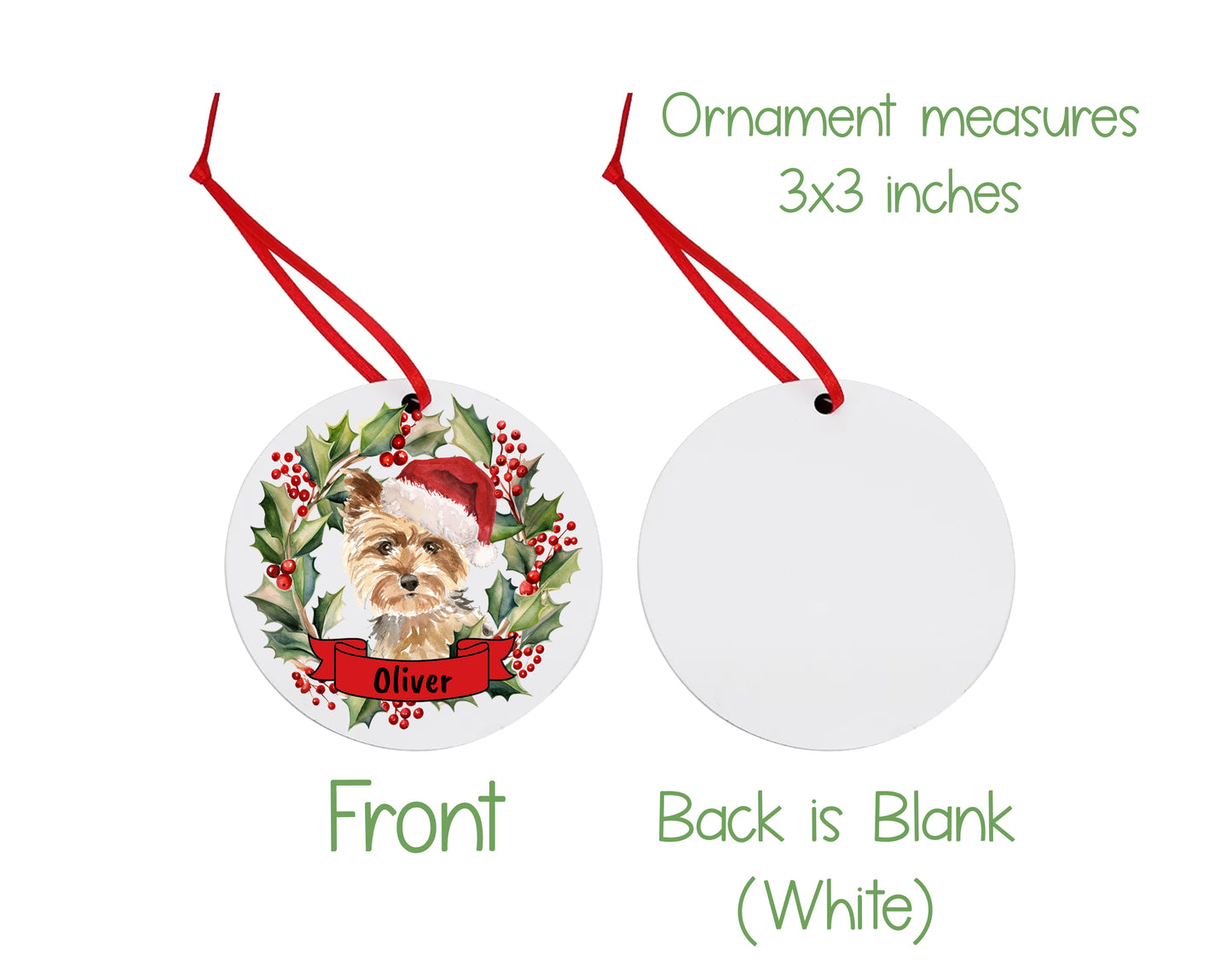 Yorkshire Terrier Dog Christmas Ornament and Stickers