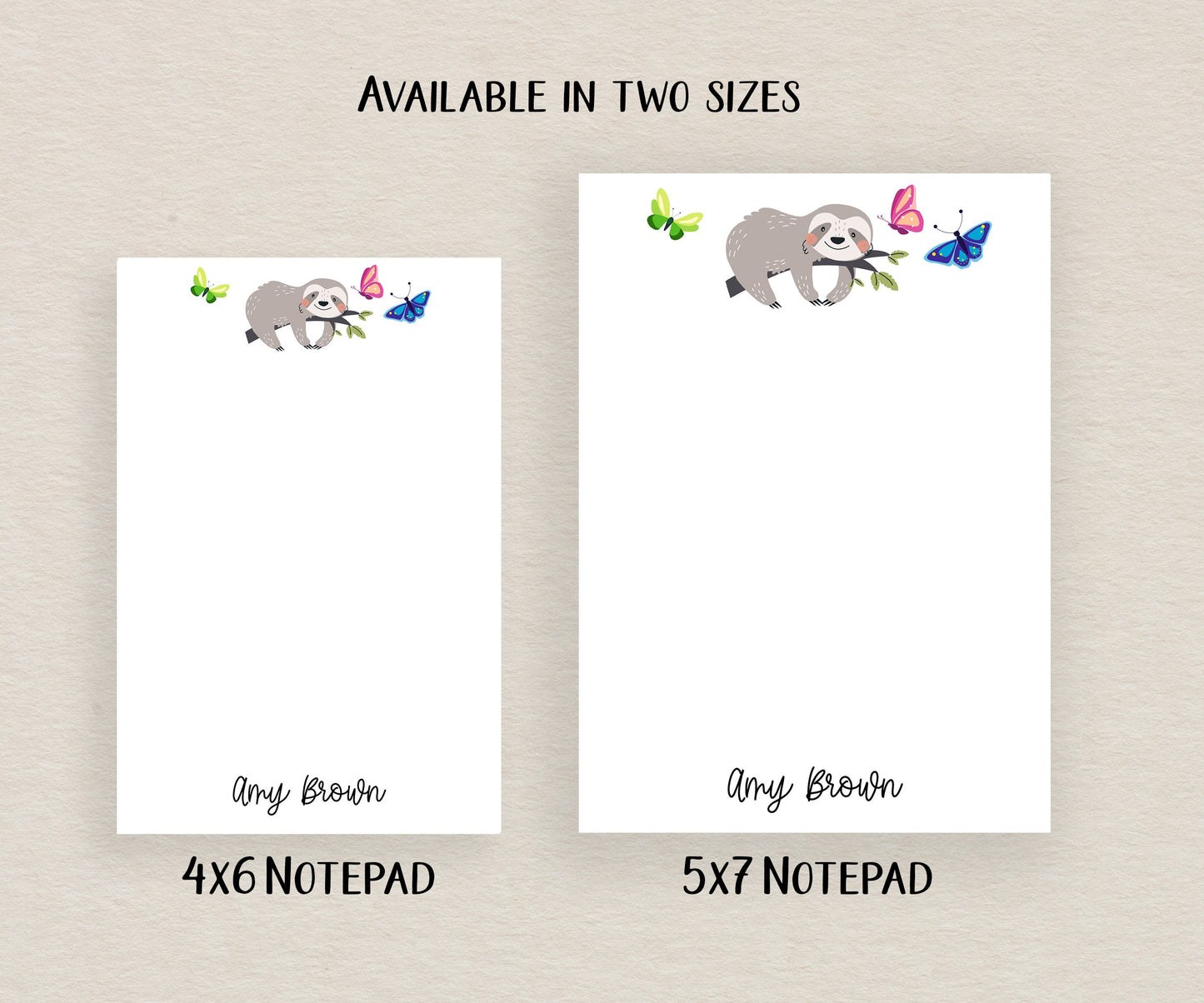 Sloth and Moth Notepad, Card and Stickers