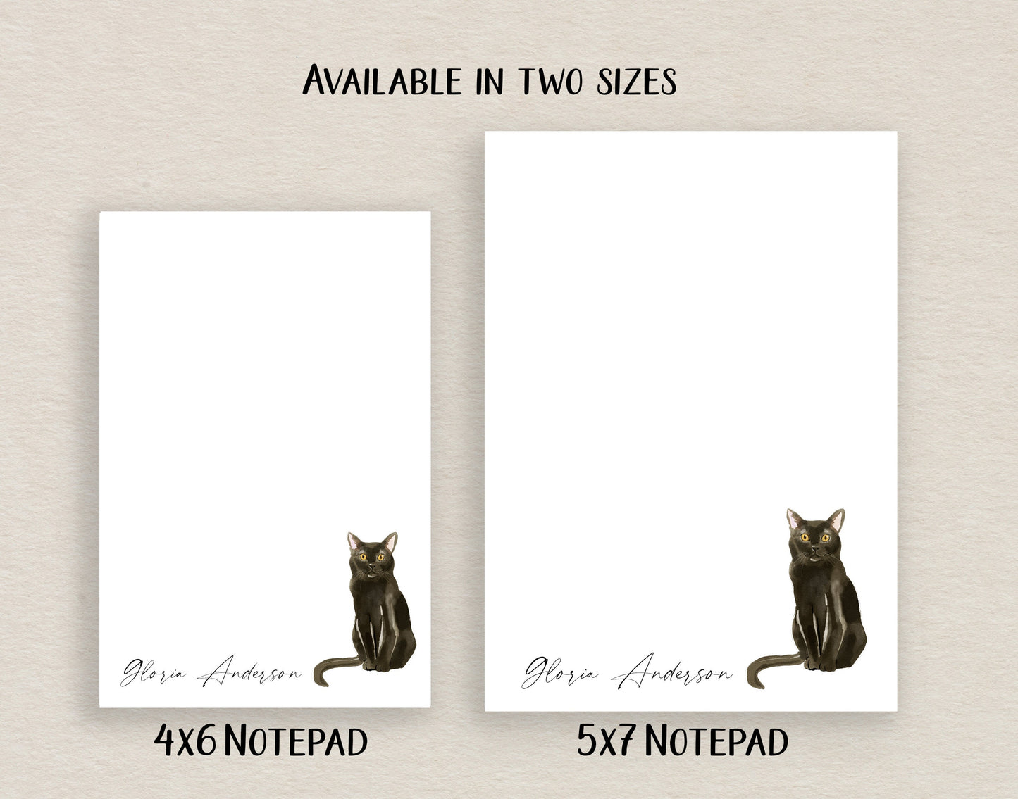 Black Watercolor Cat Notepad and Stickers