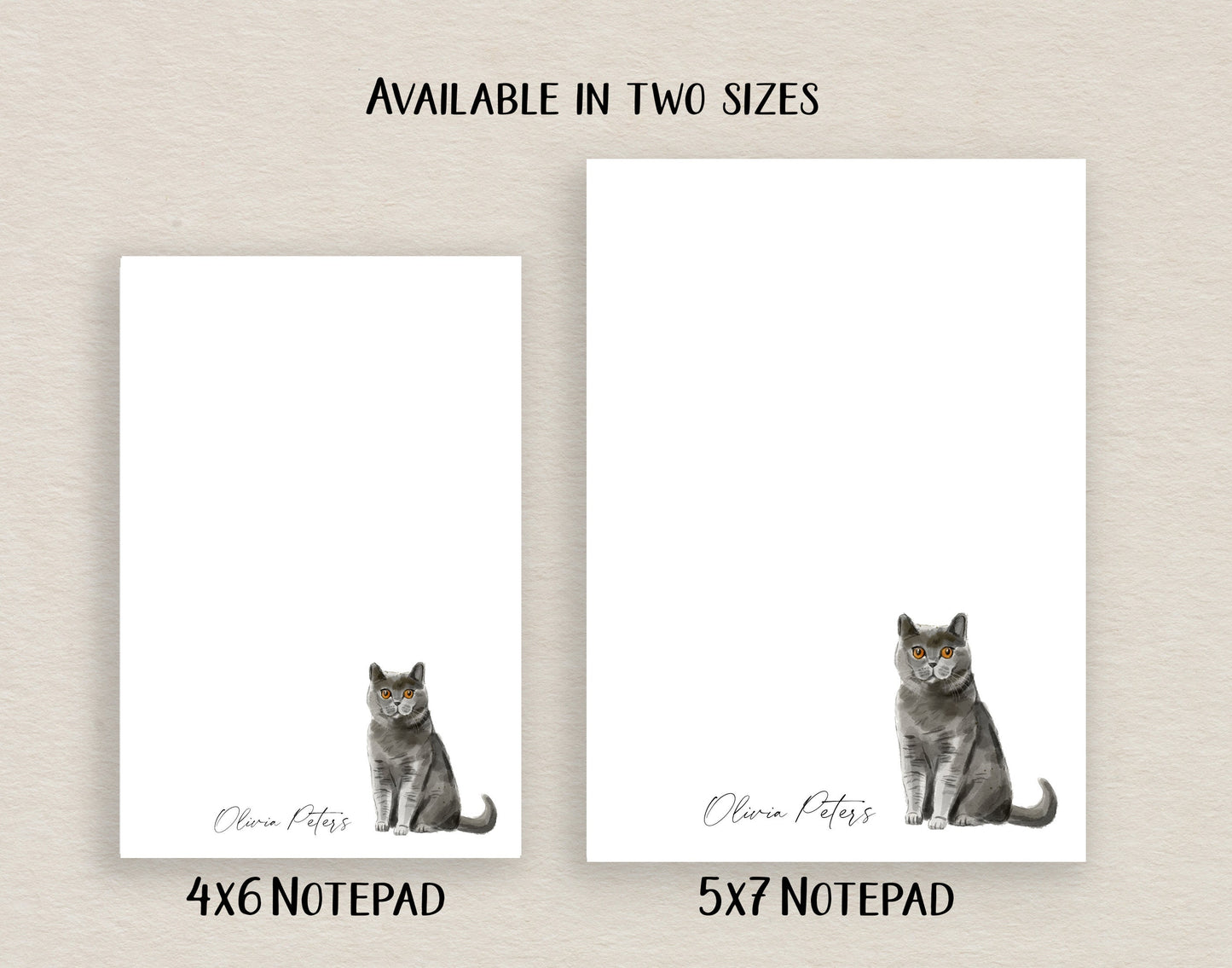 Grey Watercolor Cat Notepad and Stickers