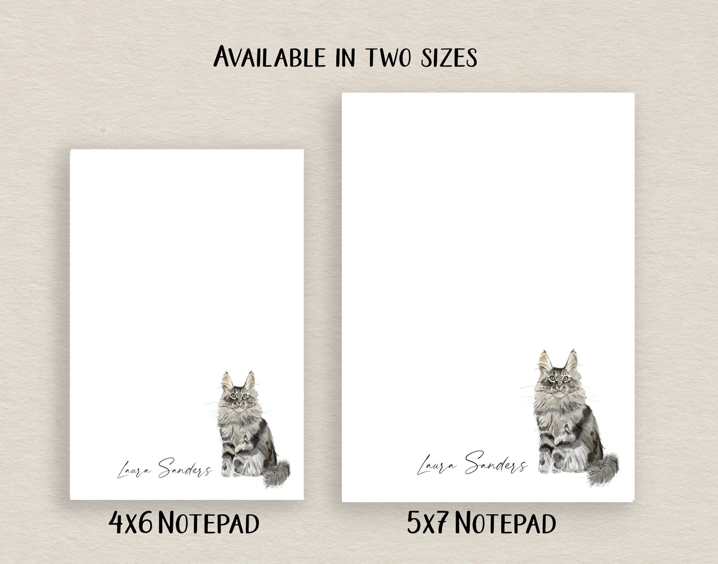 Maincoon Cat Personalized Notepad and Stickers