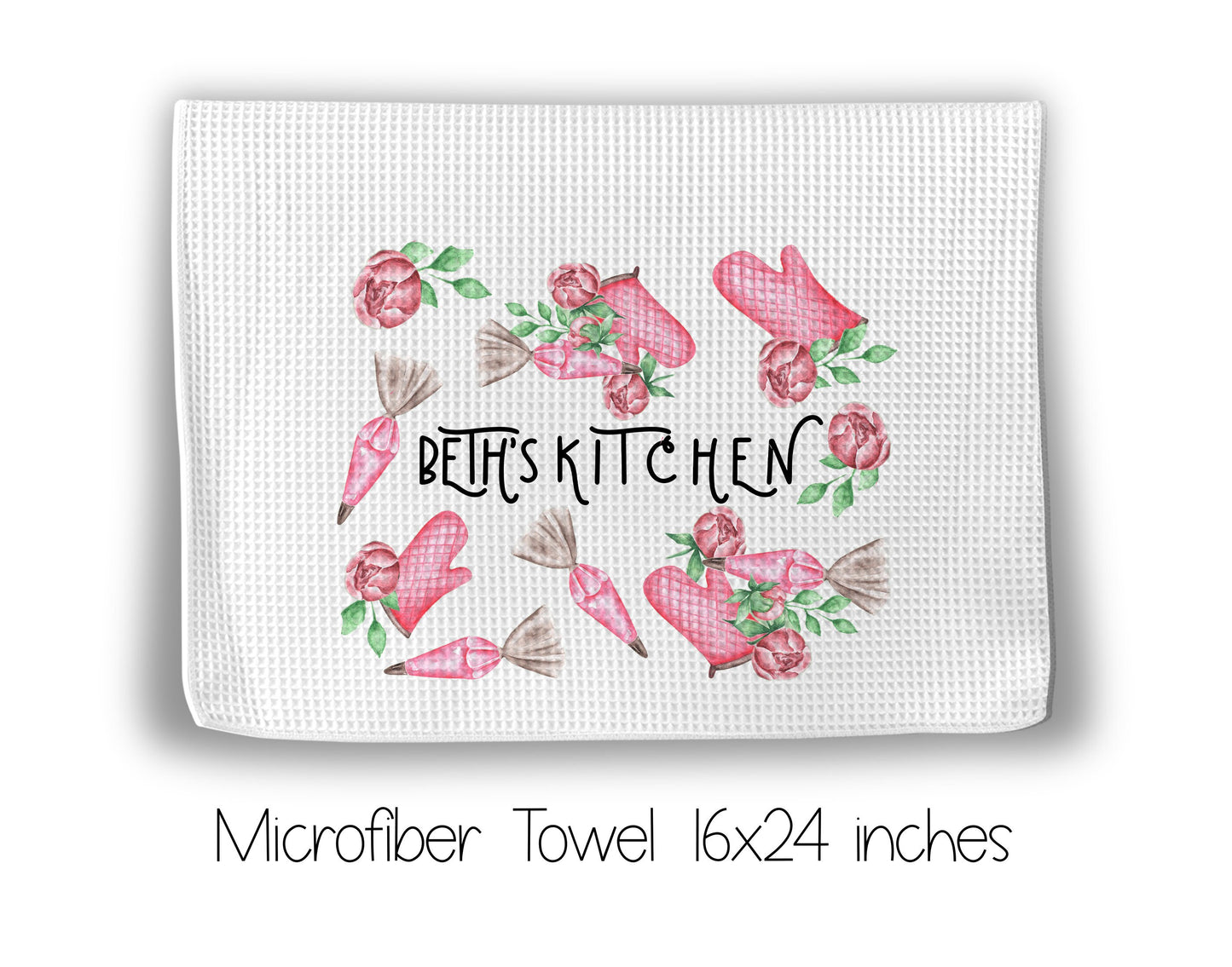 Blush Pink and Green Recipe Book and Towel