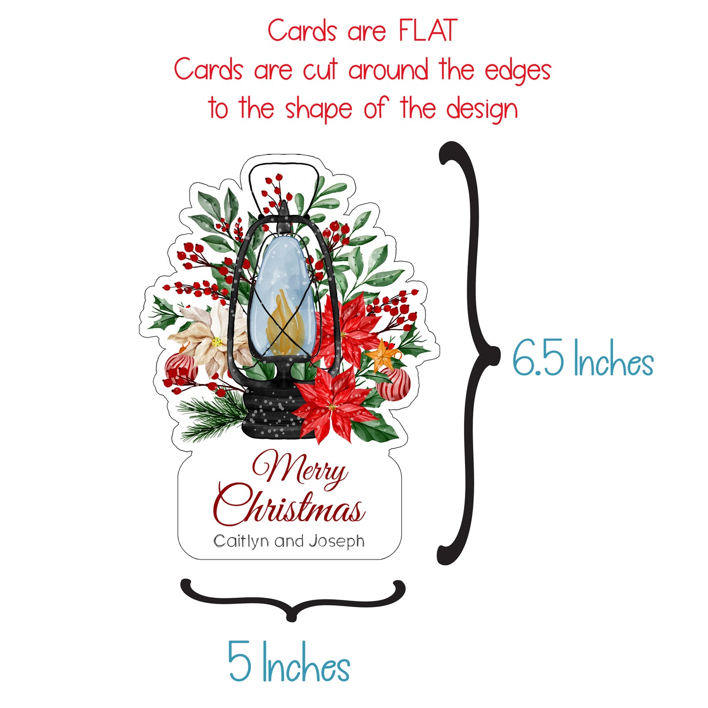 Lantern and Poinsettia Christmas Card