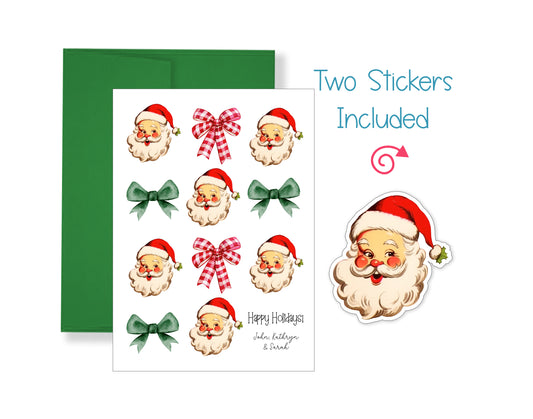 Santa and Bows Christmas Card