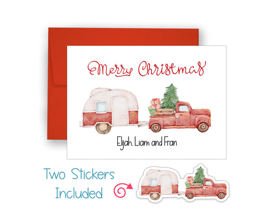 Vintage Truck and Camper Christmas Card