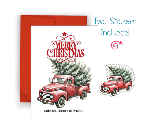 Vintage Christmas Tree Truck Christmas Card
