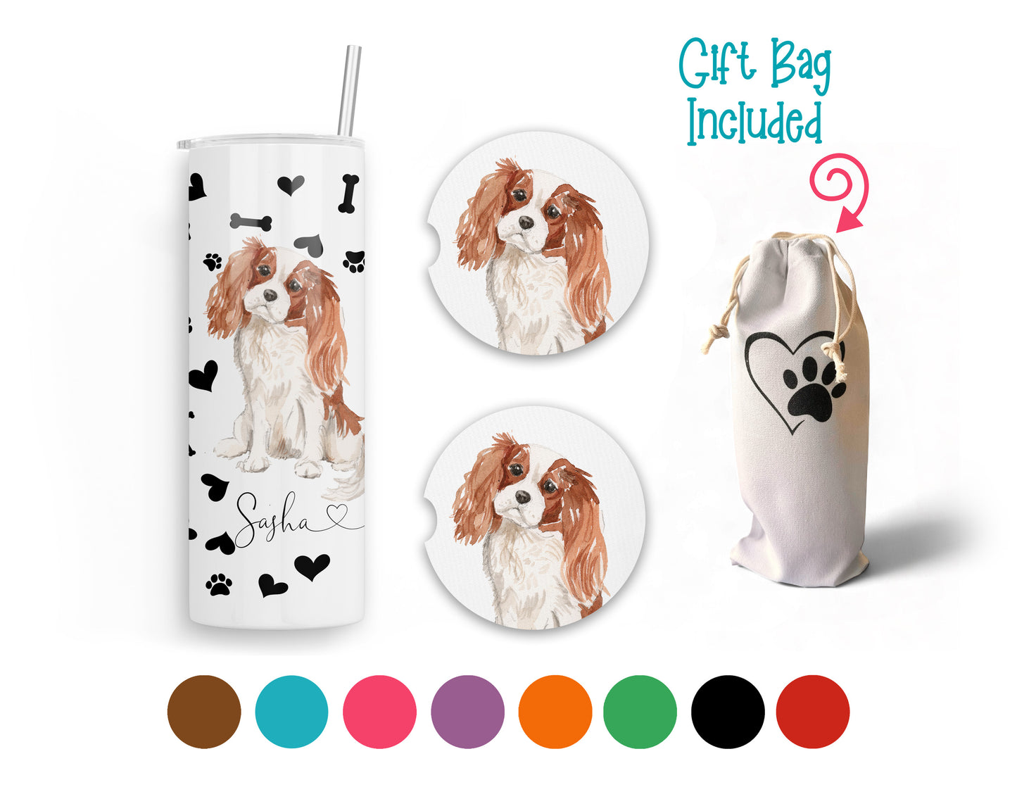 Cavalier King Charles Spaniel 20 oz Tumbler and Coasters