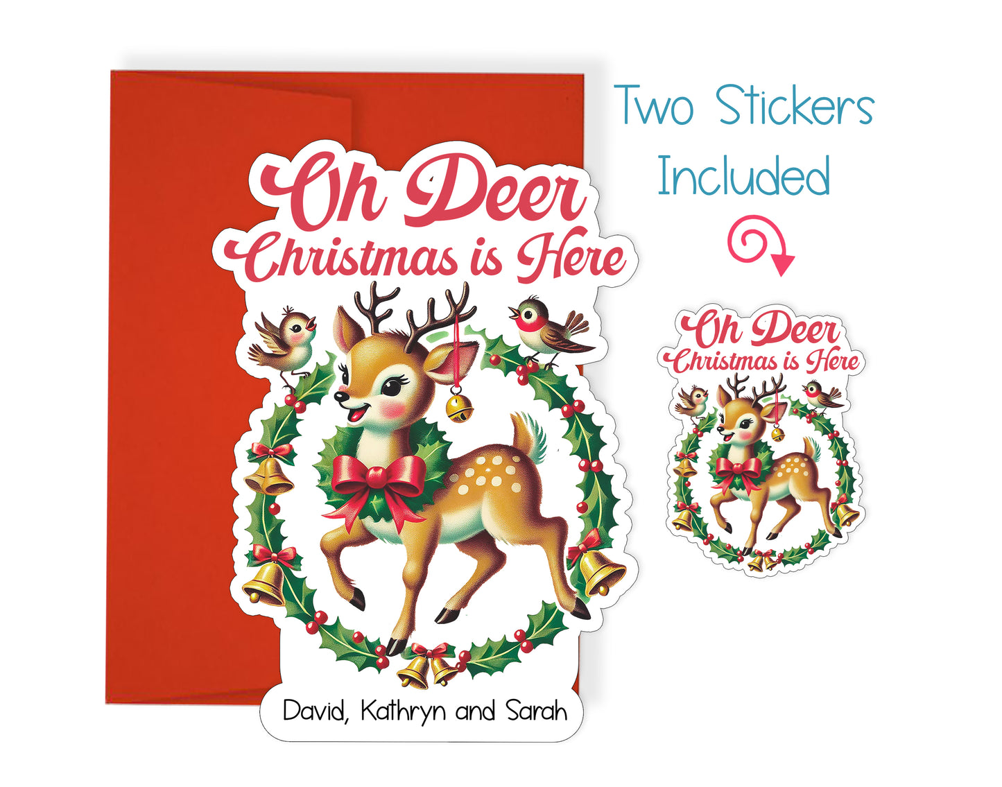 Vintage Deer Christmas Card