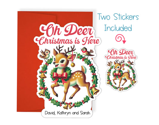 Vintage Deer Christmas Card