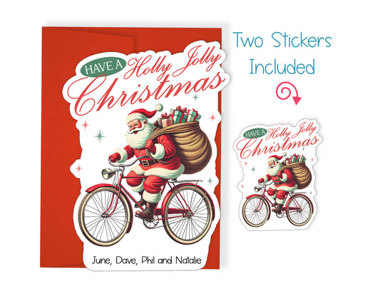 Vintage Santa and Bike Christmas Card