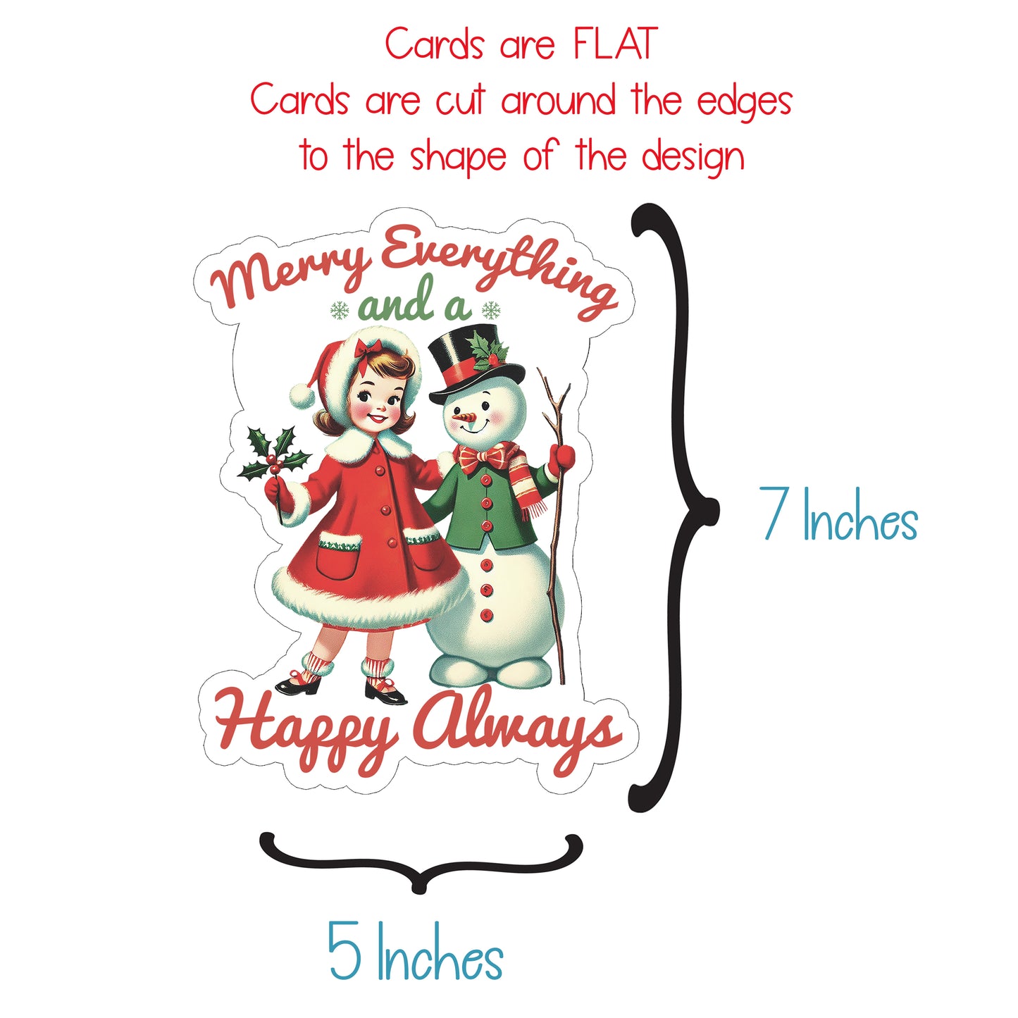 Vintage Girl and Snowman Christmas Card