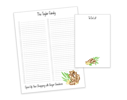 Ginger Shopping List Notepad and To Do List Pad