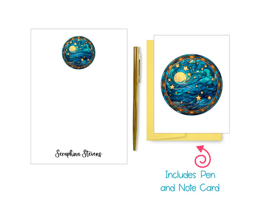 Stained Glass Notepad, Card and Pen