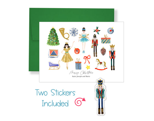 Nutcracker Collage Pattern Christmas Card