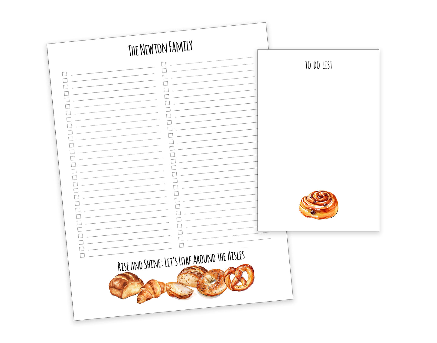 Bread Shopping List Notepad and To Do List Pad