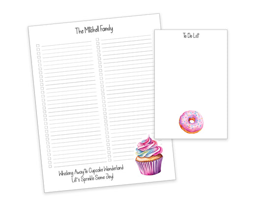 Cupcake Shopping List Notepad and To Do List Pad