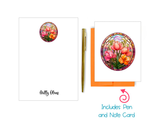 Stained Glass Notepad, Card and Pen