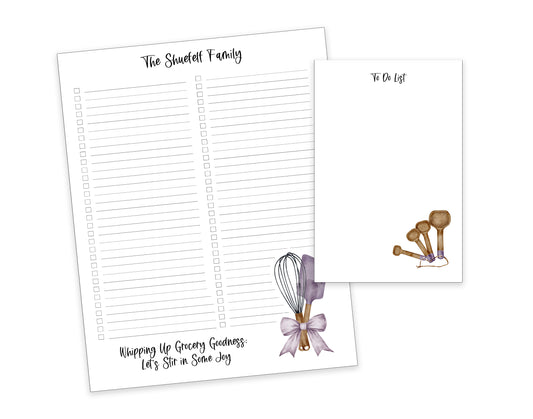 Kitchen Utensils Shopping List Notepad and To Do List Pad