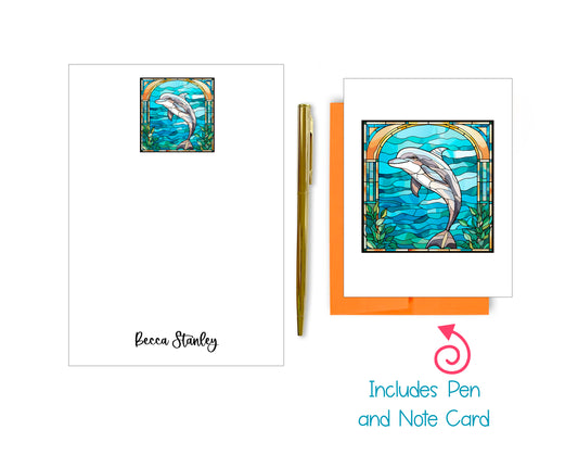 Stained Glass Notepad, Card and Pen