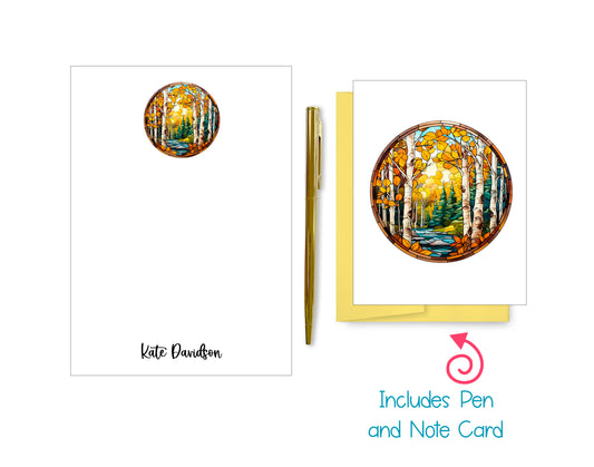 Stained Glass Notepad, Card and Pen