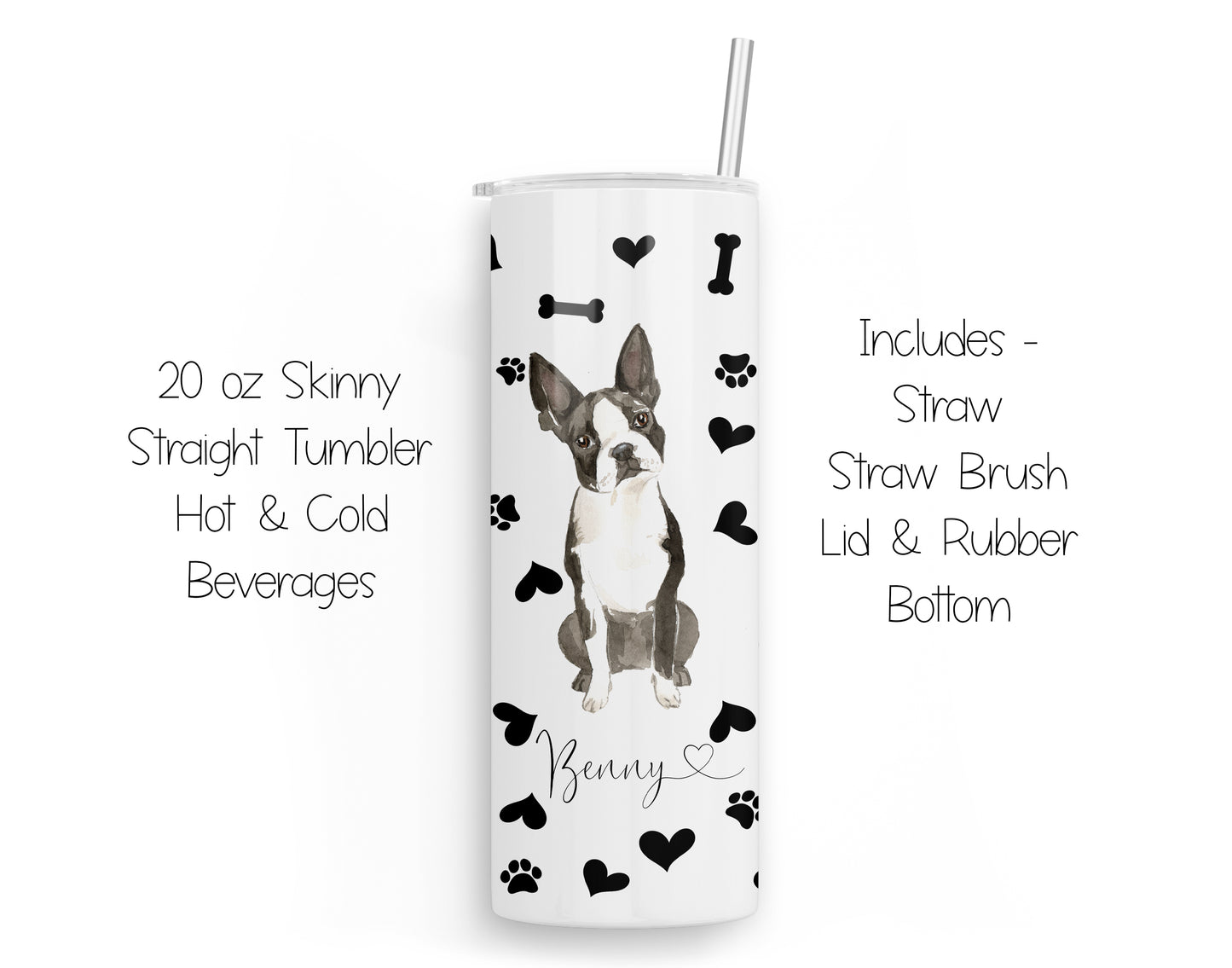 Boston Terrier 20 oz Tumbler and Coaster
