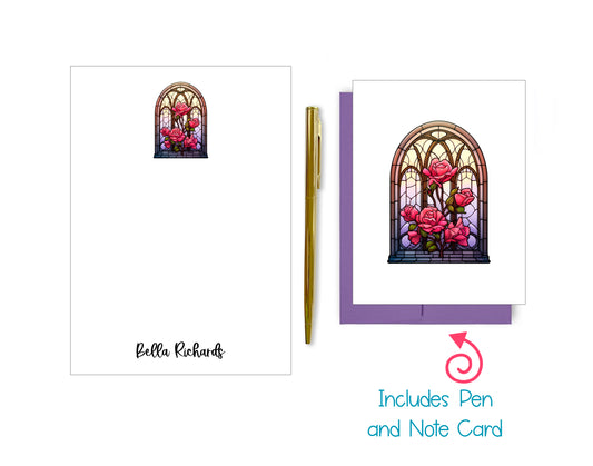 Stained Glass Notepad, Card and Pen