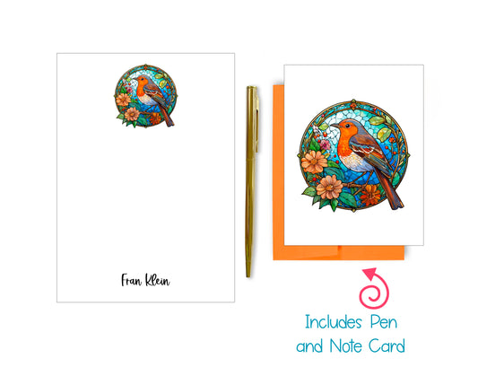 Stained Glass Notepad, Card and Pen