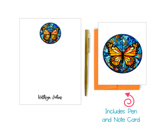 Stained Glass Notepad, Card and Pen