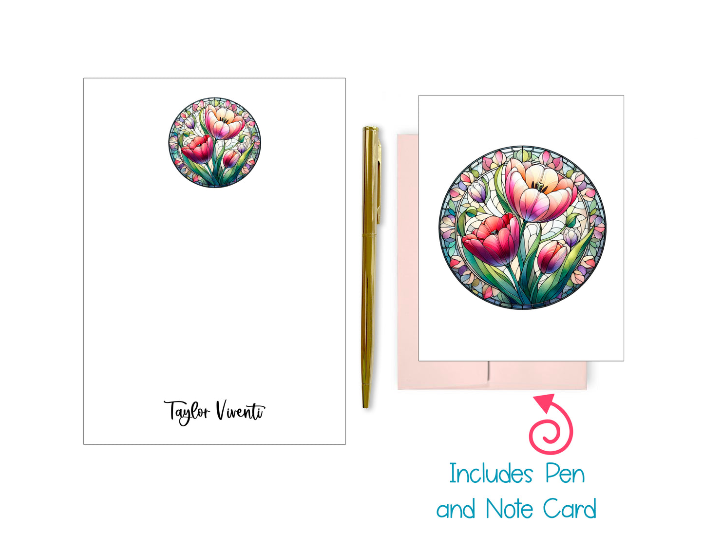 Stained Glass Notepad, Card and Pen