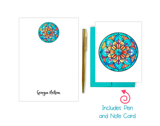 Stained Glass Notepad, Card and Pen