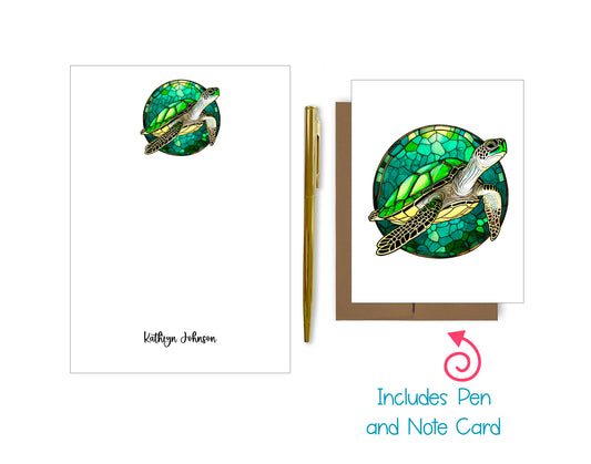 Stained Glass Notepad, Card and Pen