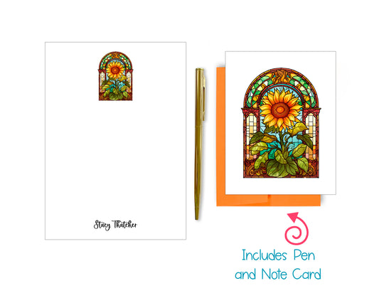 Stained Glass Notepad, Card and Pen