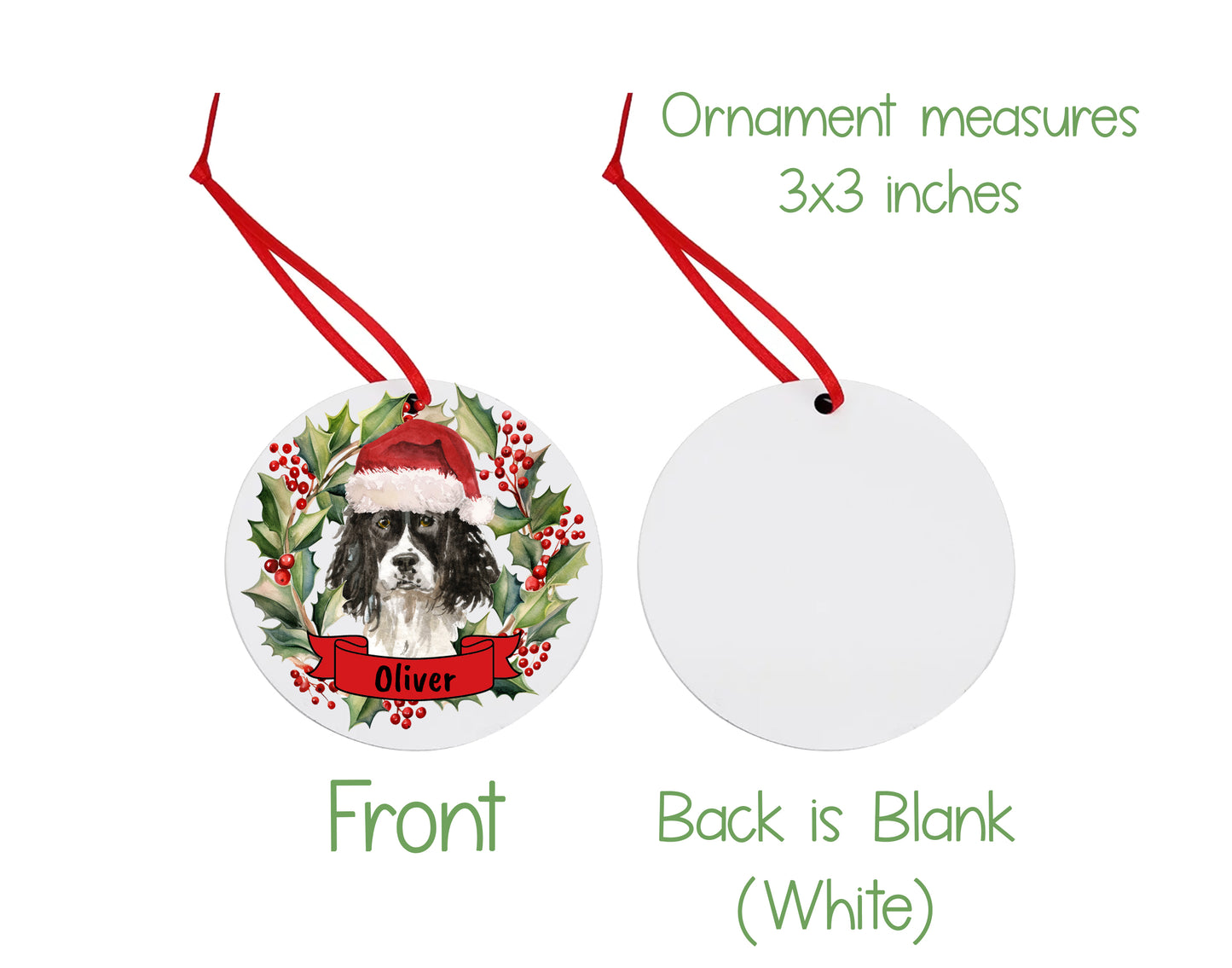 English Springer Spaniel Christmas Ornament and Stickers
