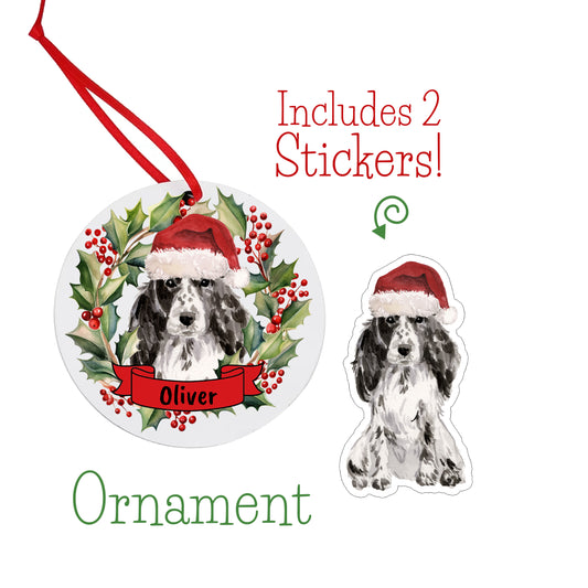 Cocker Spaniel Christmas Ornament and Stickers