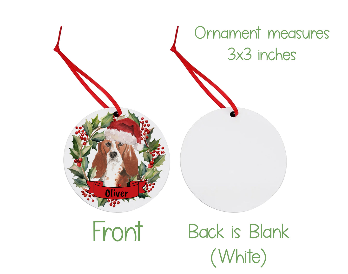 Basset Hound Christmas Ornament and Stickers