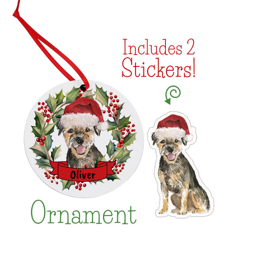 Border Terrier Christmas Ornament and Stickers