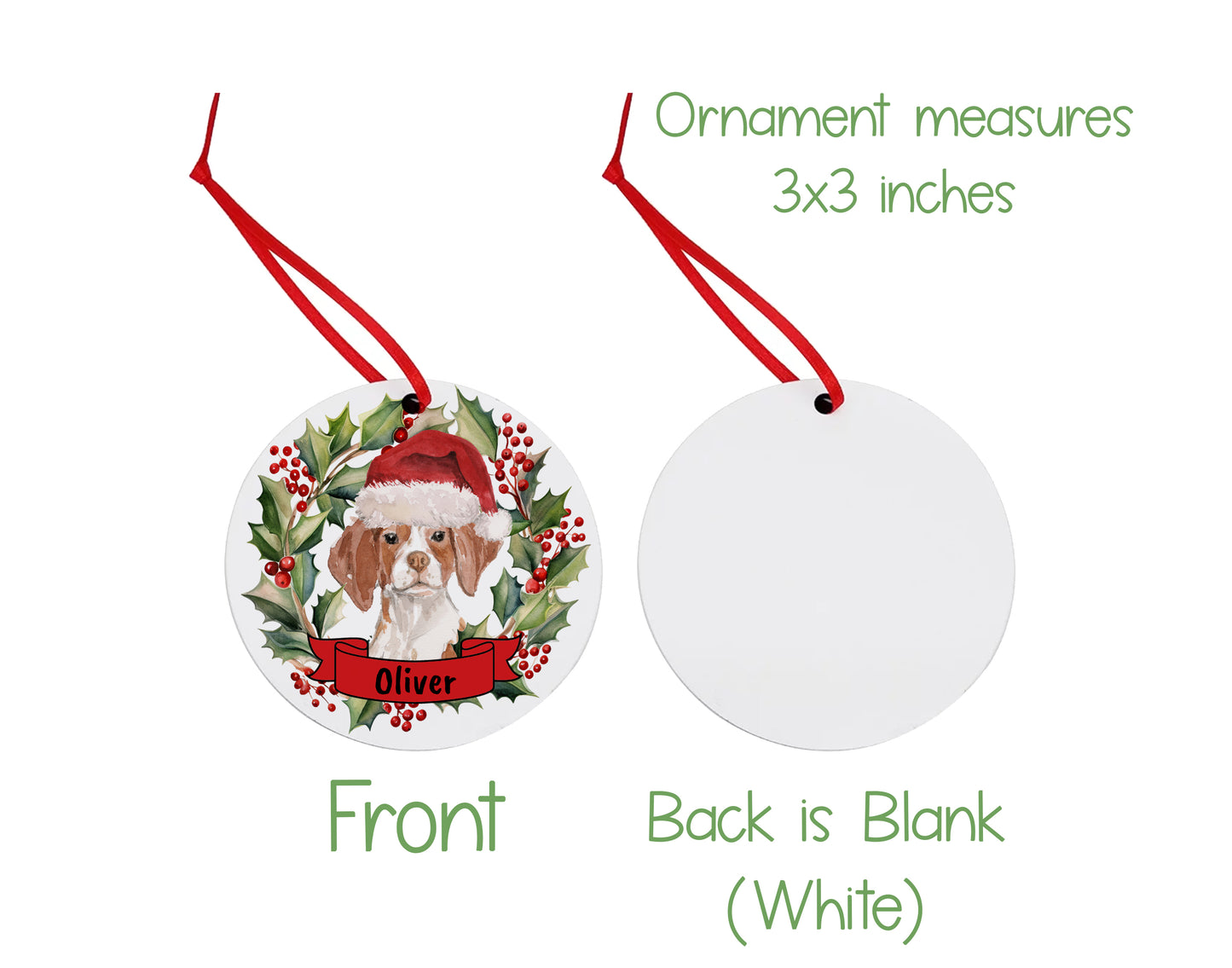 Brittany Christmas Ornament and Stickers