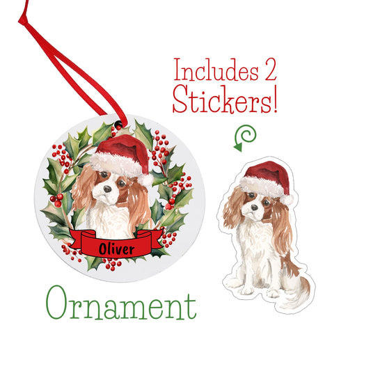 Cavalier King Charles Spaniel Christmas Ornament and Stickers